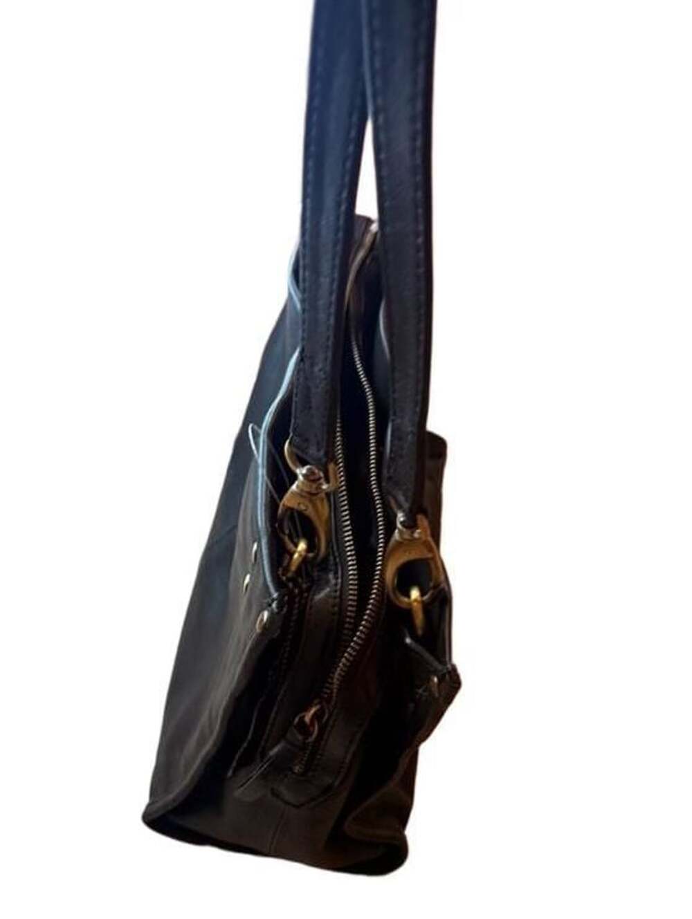 Great American Leather Works Black Genuine Leather Shoulder Bag Butterfly Accent - Picture 4 of 7